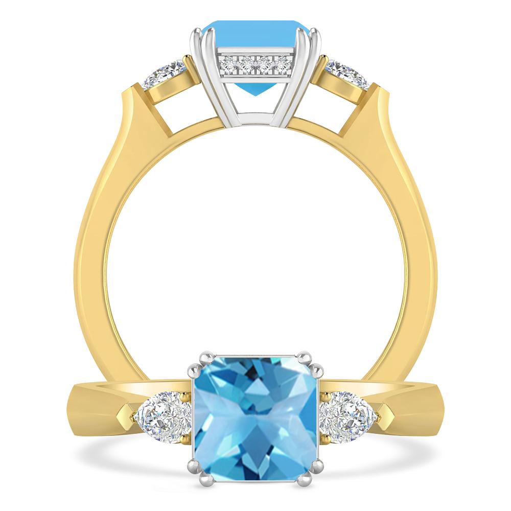 Yellow Gold - Blue Topaz