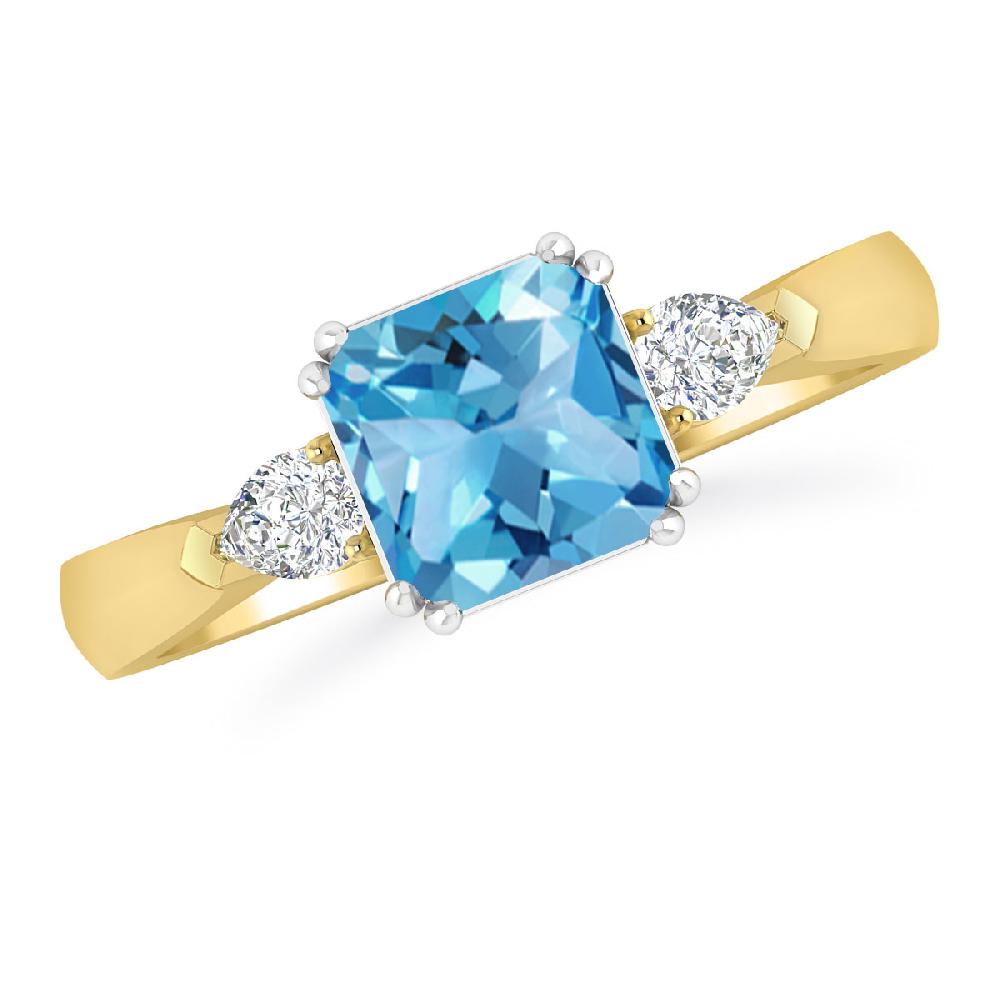 Yellow Gold - Blue Topaz