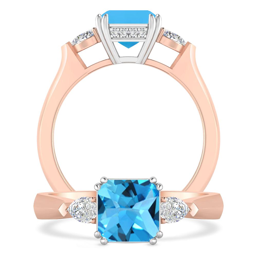 Rose Gold - Blue Topaz