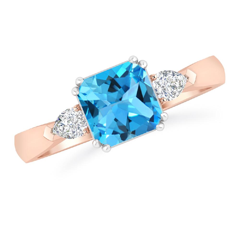 Rose Gold - Blue Topaz