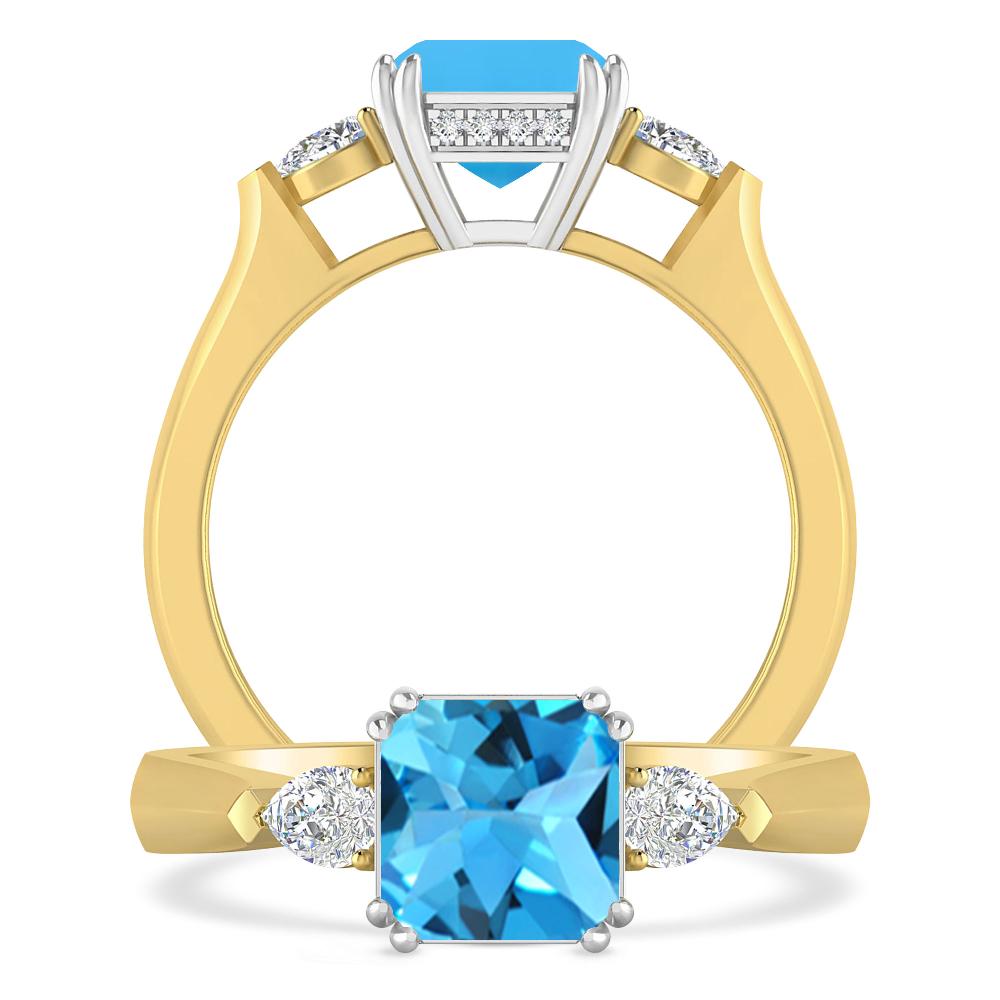 Yellow Gold - Blue Topaz