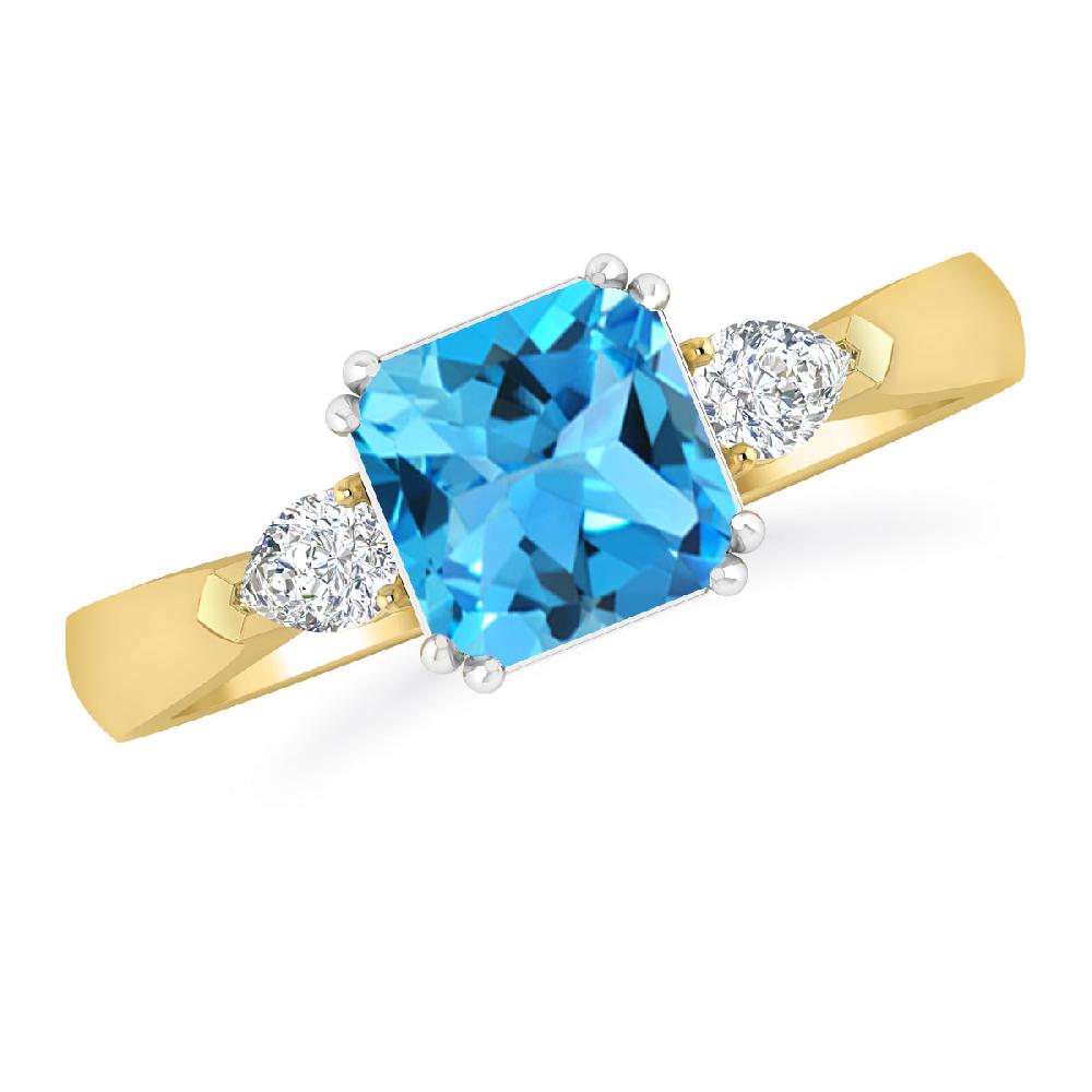 Yellow Gold - Blue Topaz