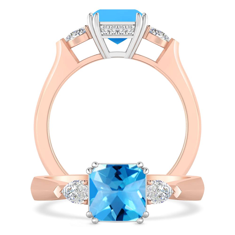 Rose Gold - Blue Topaz