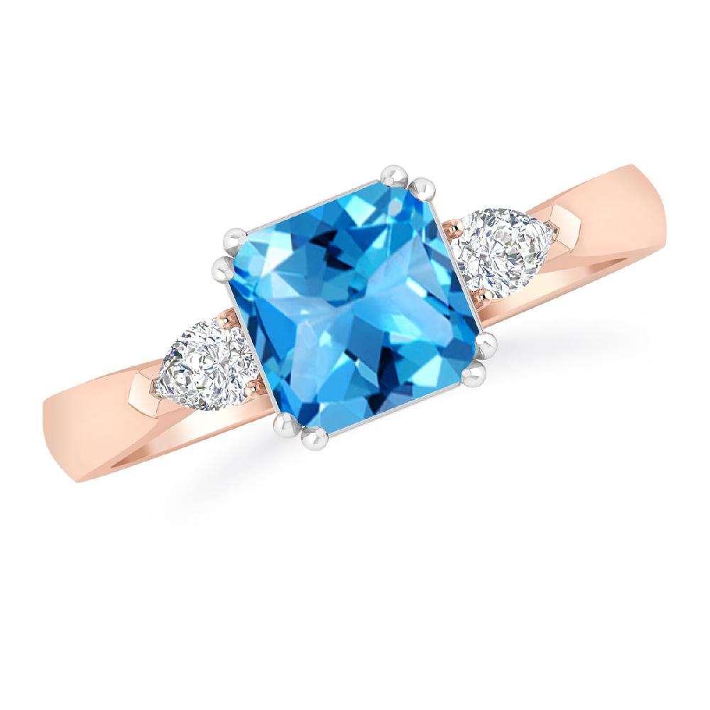 Rose Gold - Blue Topaz