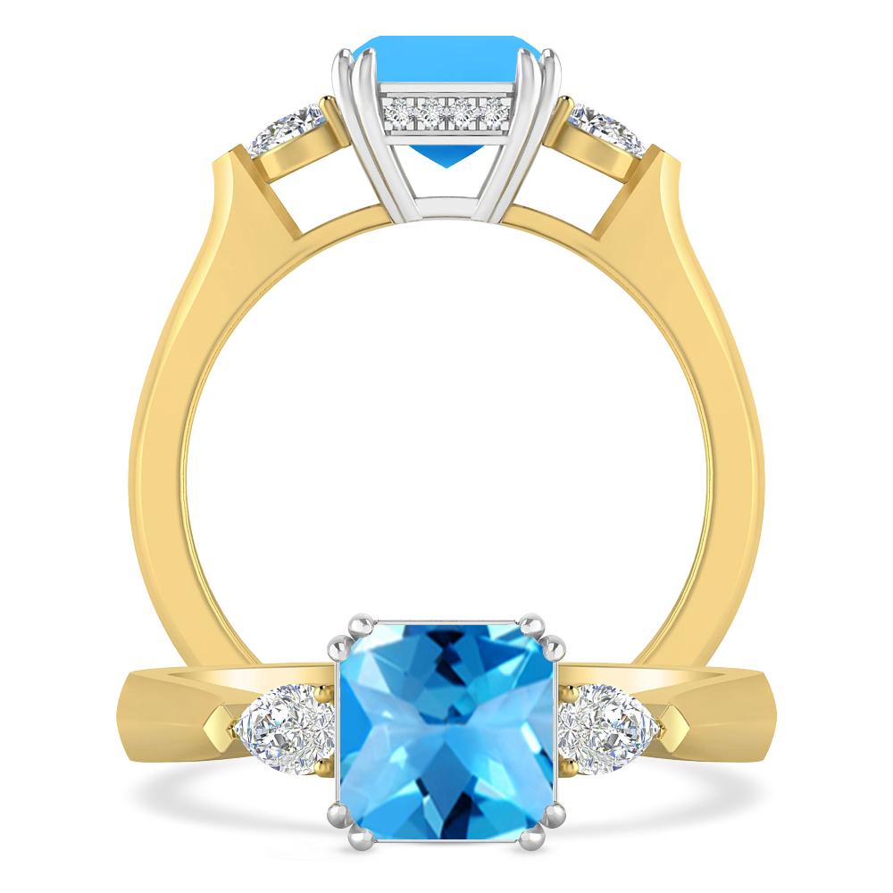 Yellow Gold - Blue Topaz