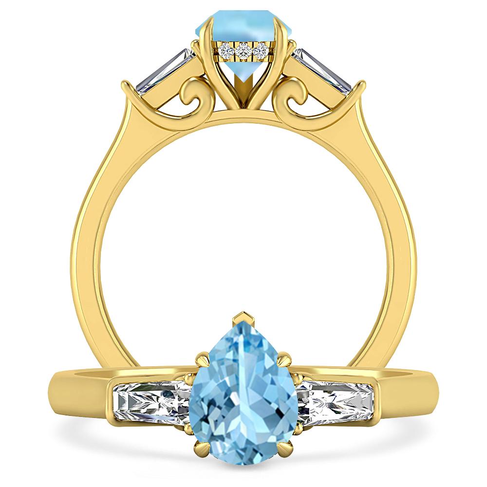 Yellow Gold - Aquamarine