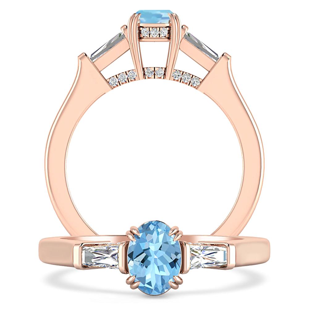 Rose Gold - Aquamarine