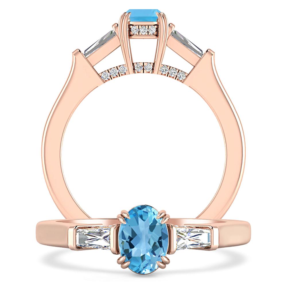 Rose Gold - Blue Topaz