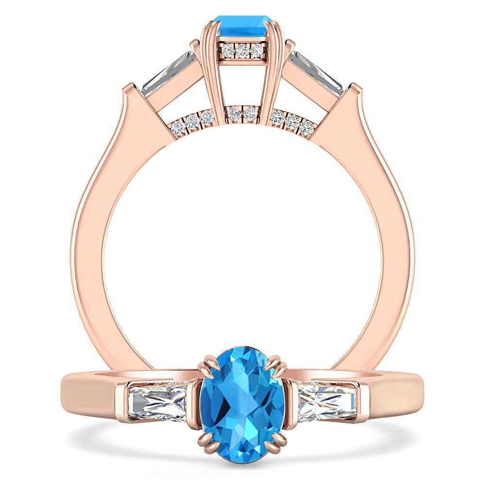 Rose Gold - Blue Topaz