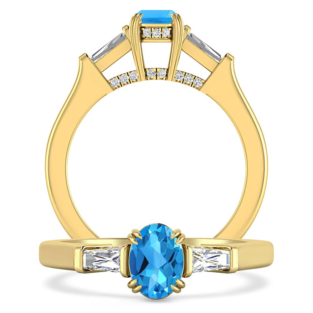 Yellow Gold - Blue Topaz