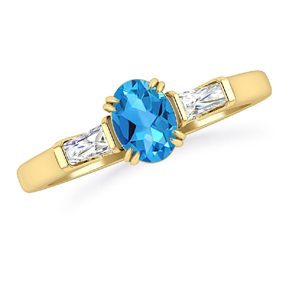 Yellow Gold - Blue Topaz