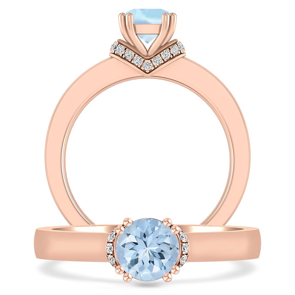 Rose Gold - Aquamarine