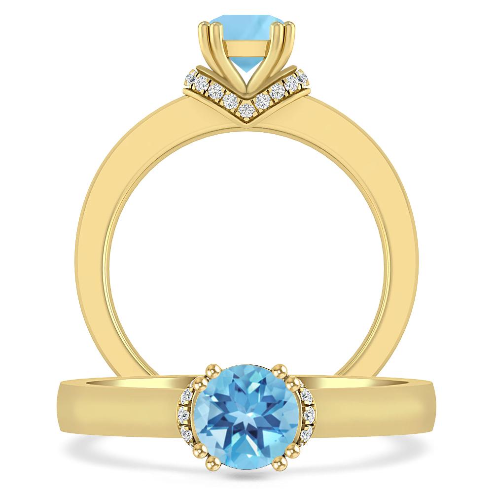 Yellow Gold - Blue Topaz