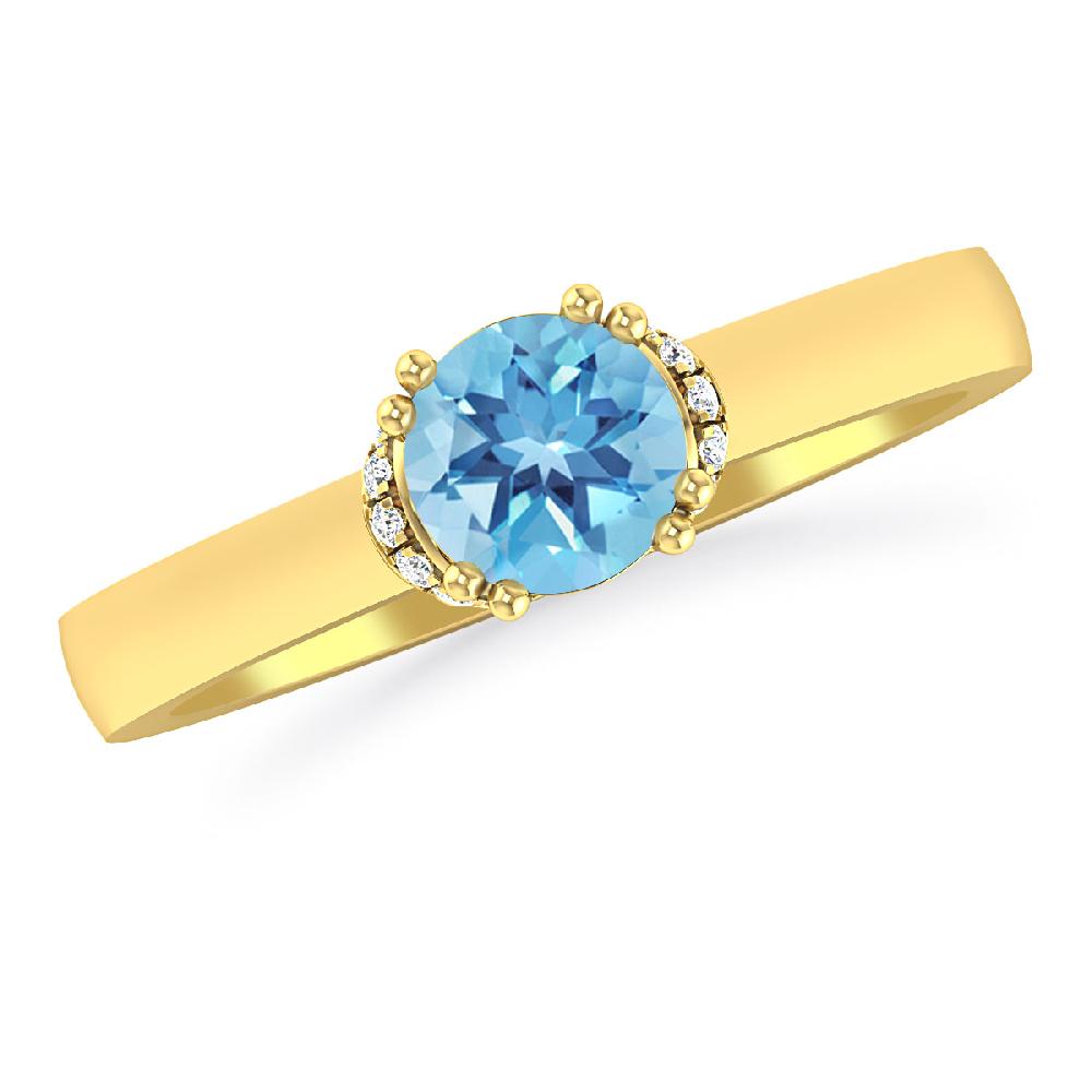 Yellow Gold - Blue Topaz