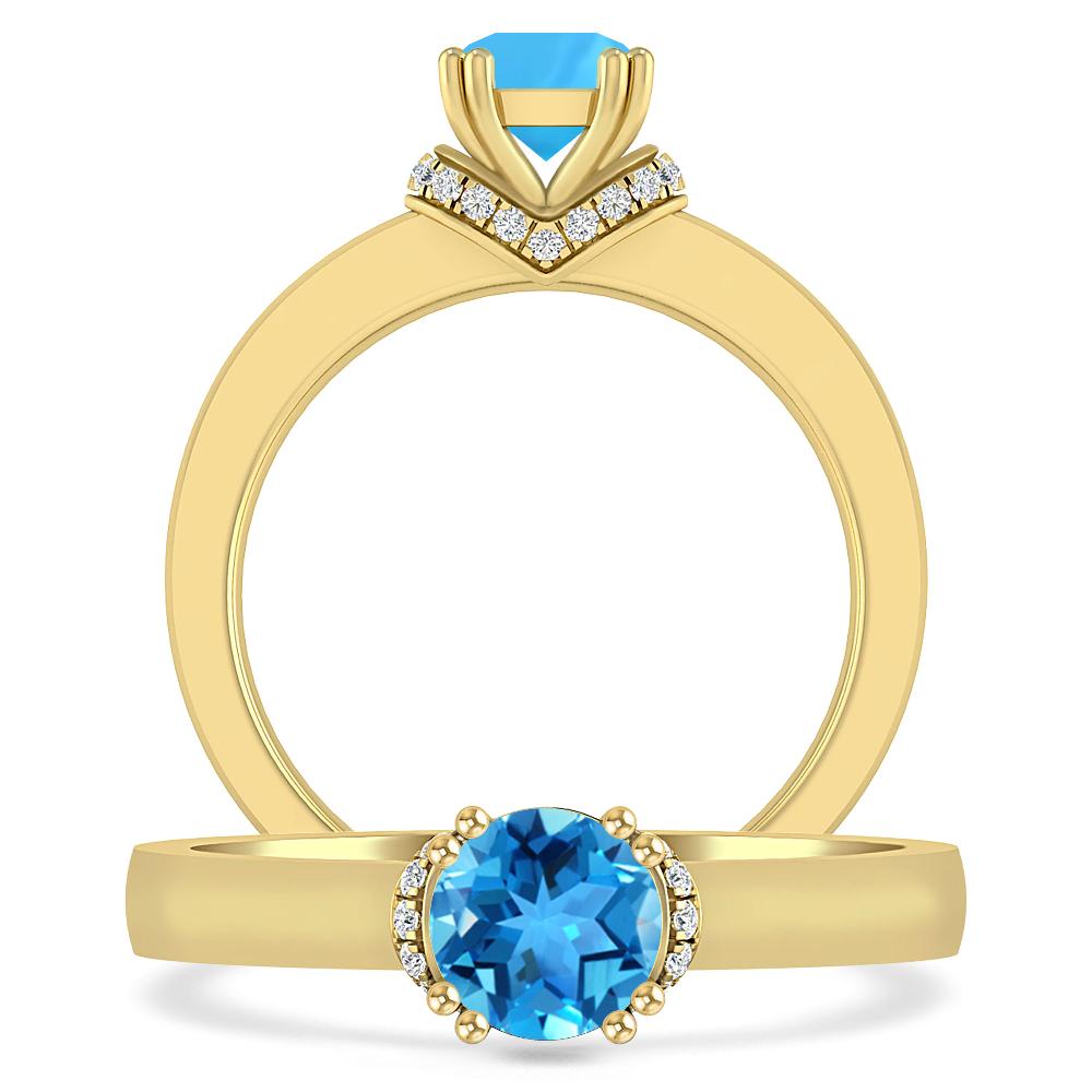 Yellow Gold - Blue Topaz