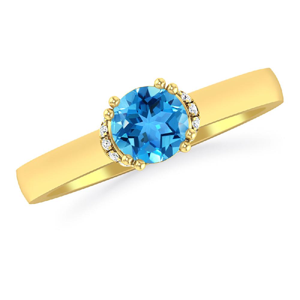 Yellow Gold - Blue Topaz