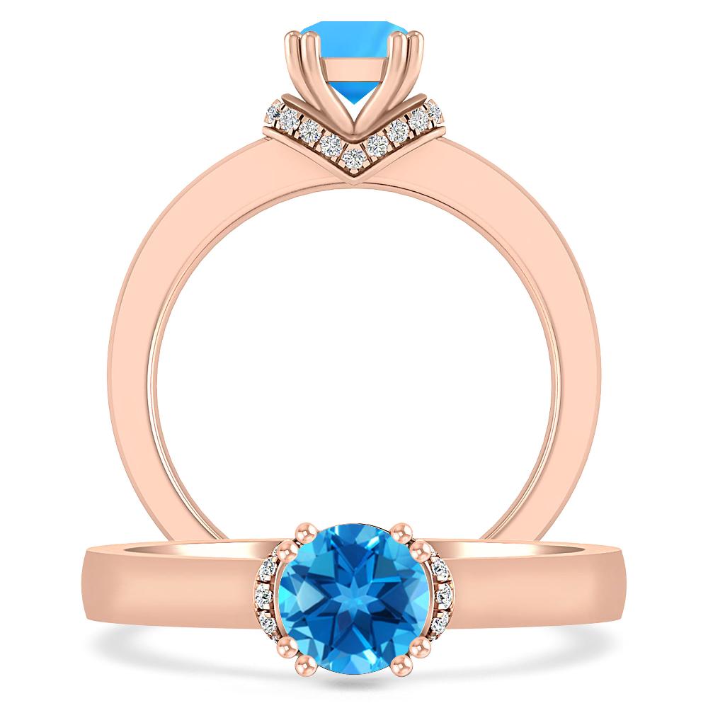 Rose Gold - Blue Topaz