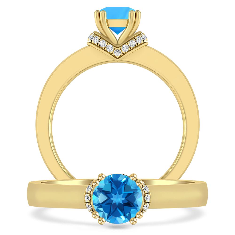 Yellow Gold - Blue Topaz