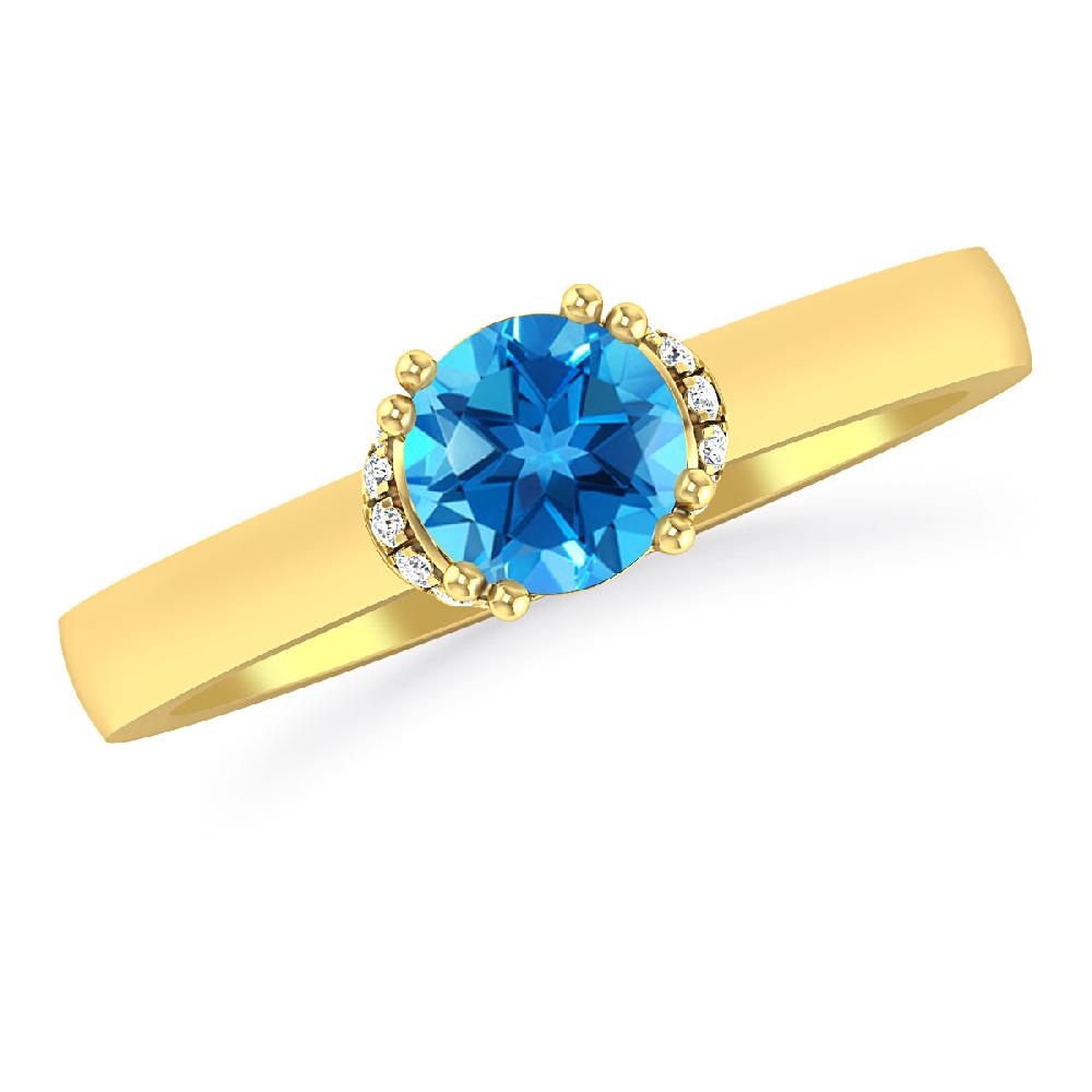 Yellow Gold - Blue Topaz