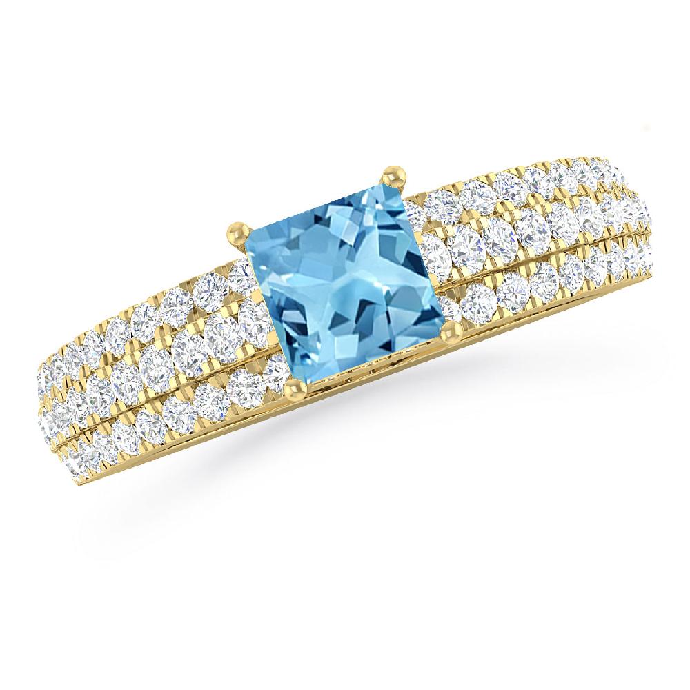 Yellow Gold - Blue Topaz