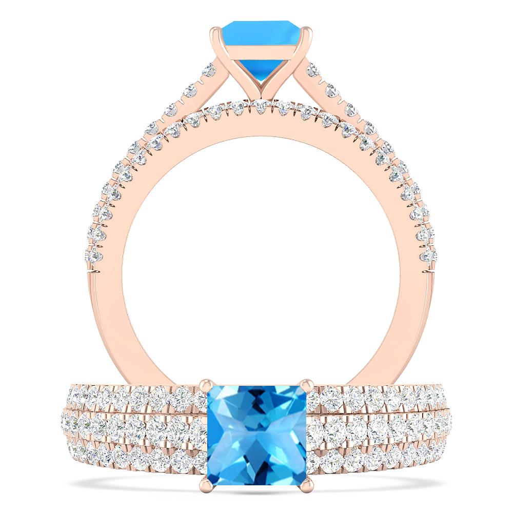 Rose Gold - Blue Topaz