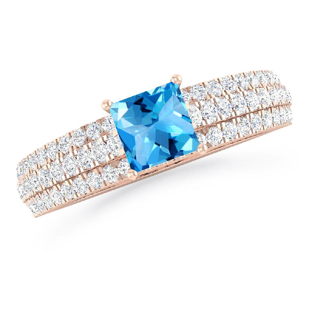 Rose Gold - Blue Topaz