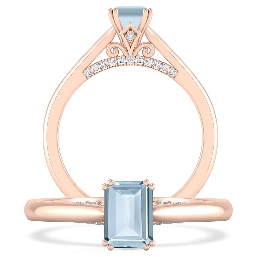 Rose Gold - Aquamarine