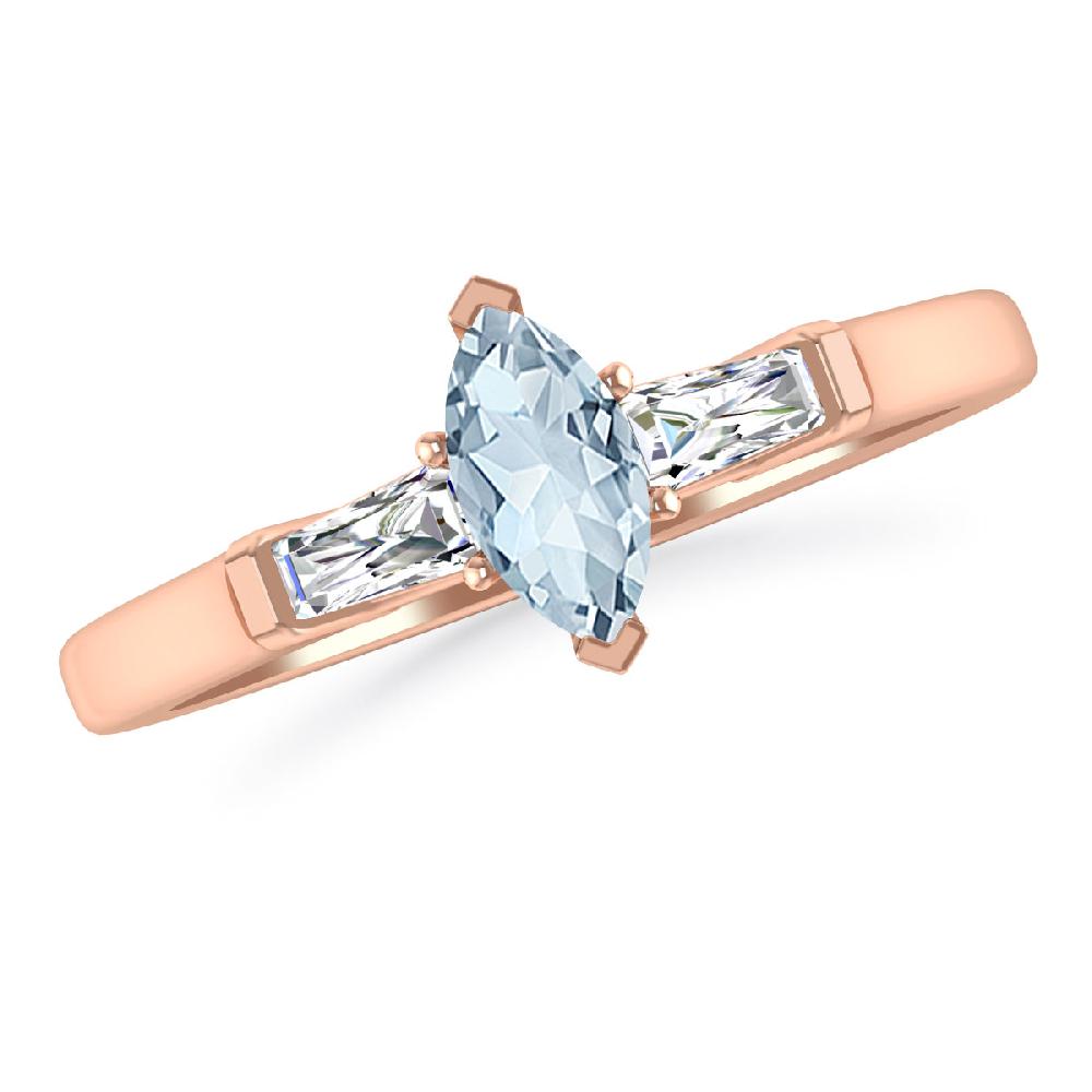 Rose Gold - Aquamarine