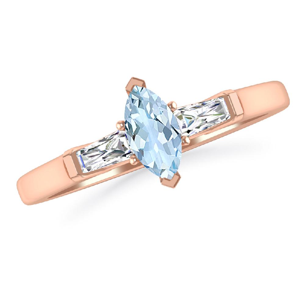 Rose Gold - Aquamarine