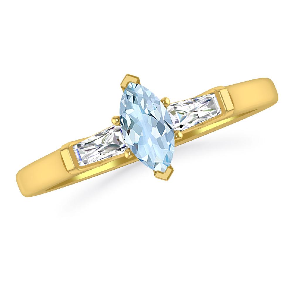 Yellow Gold - Aquamarine