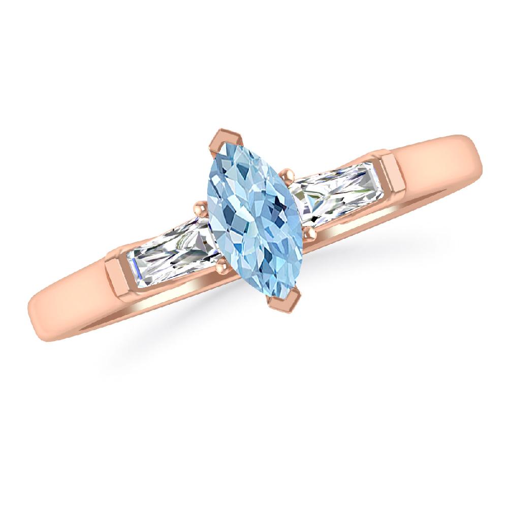 Rose Gold - Aquamarine