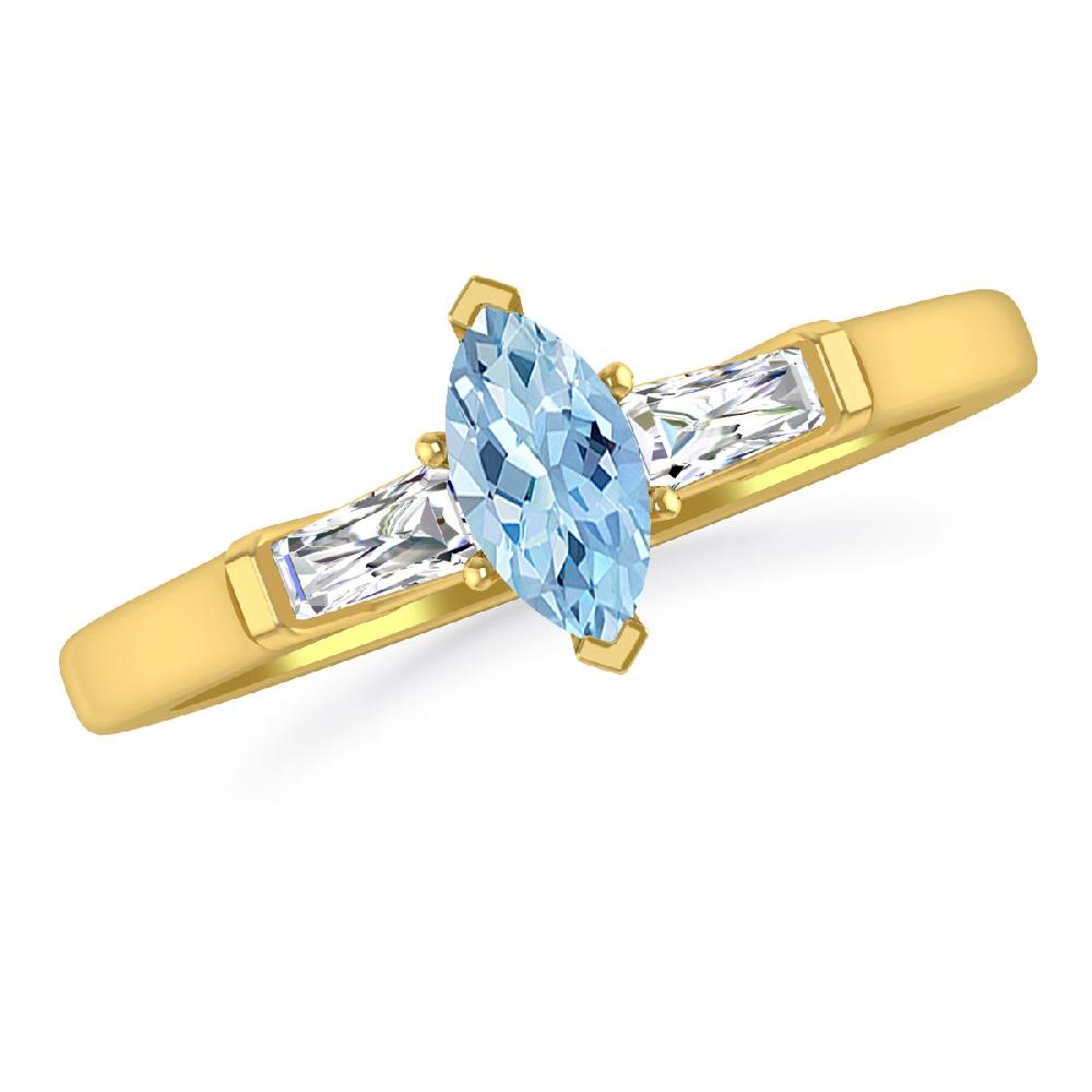 Yellow Gold - Aquamarine