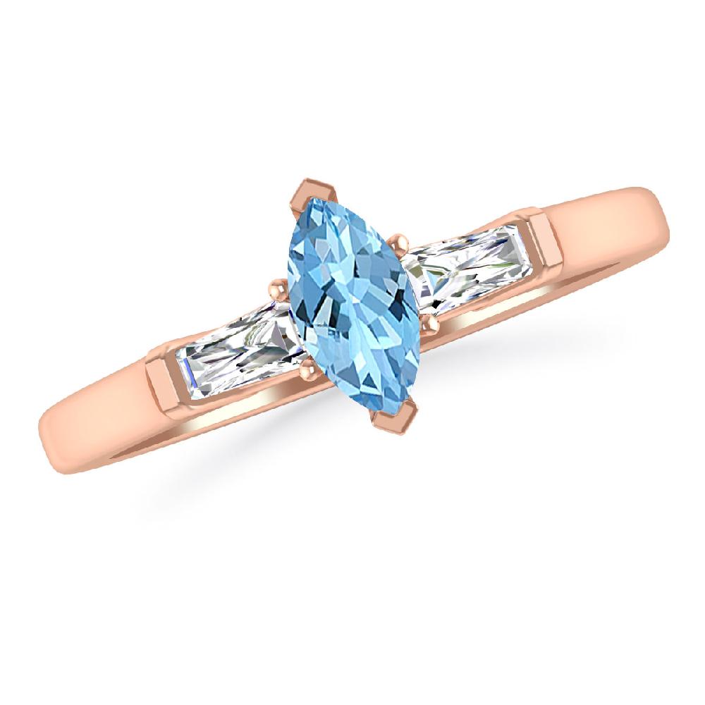 Rose Gold - Aquamarine