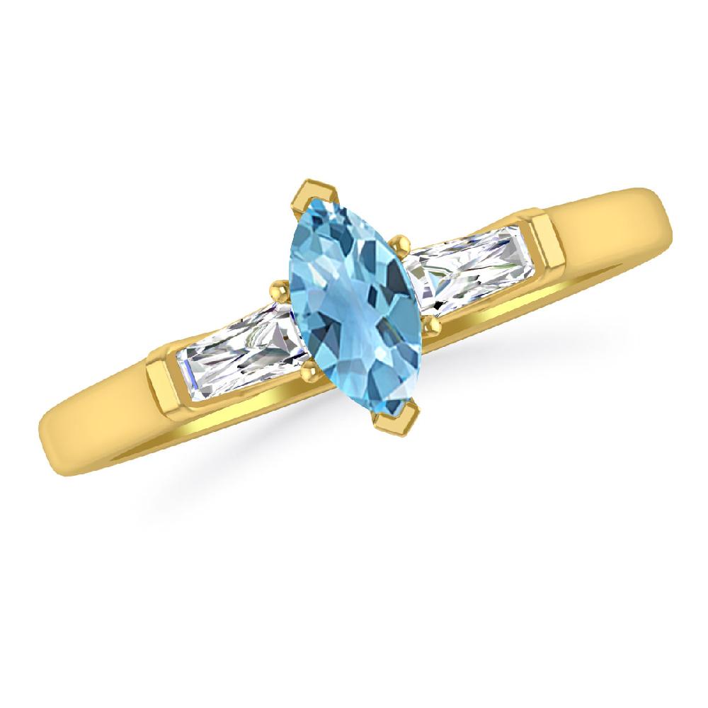 Yellow Gold - Blue Topaz