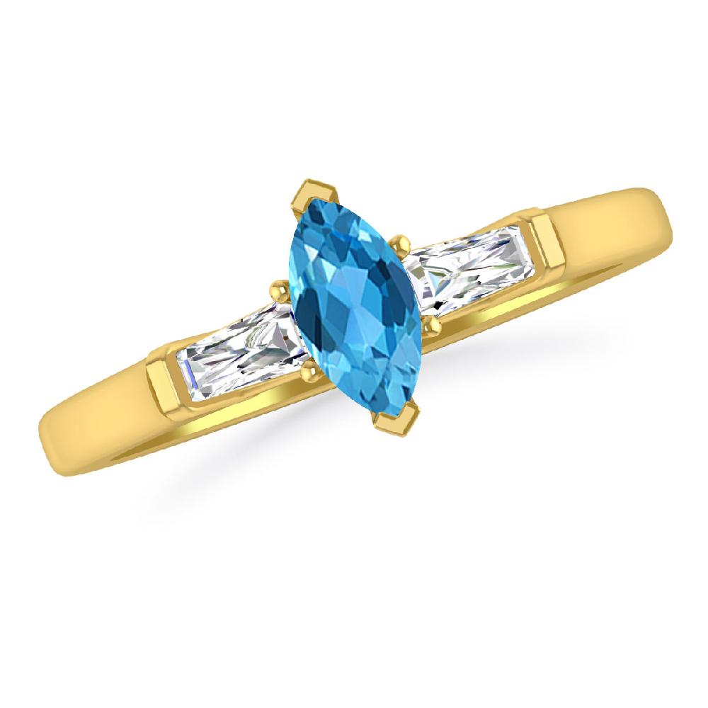 Yellow Gold - Blue Topaz