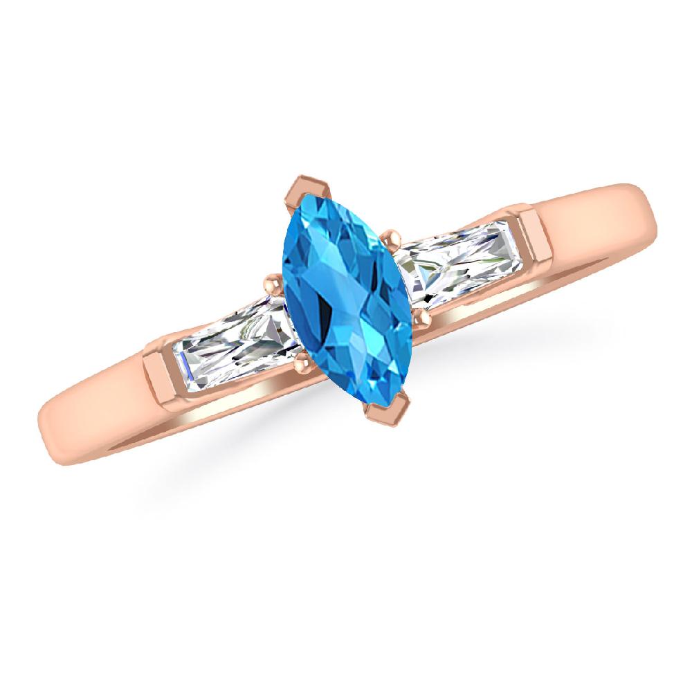 Rose Gold - Blue Topaz