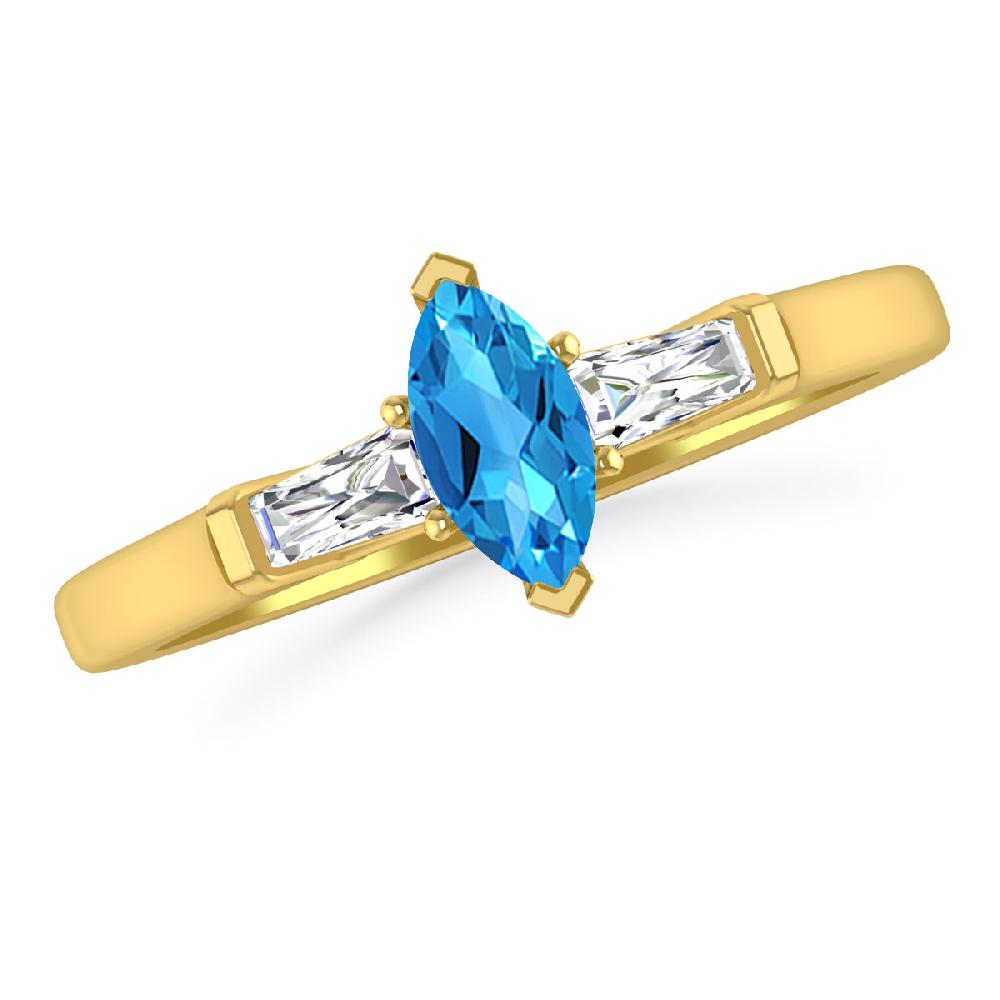 Yellow Gold - Blue Topaz