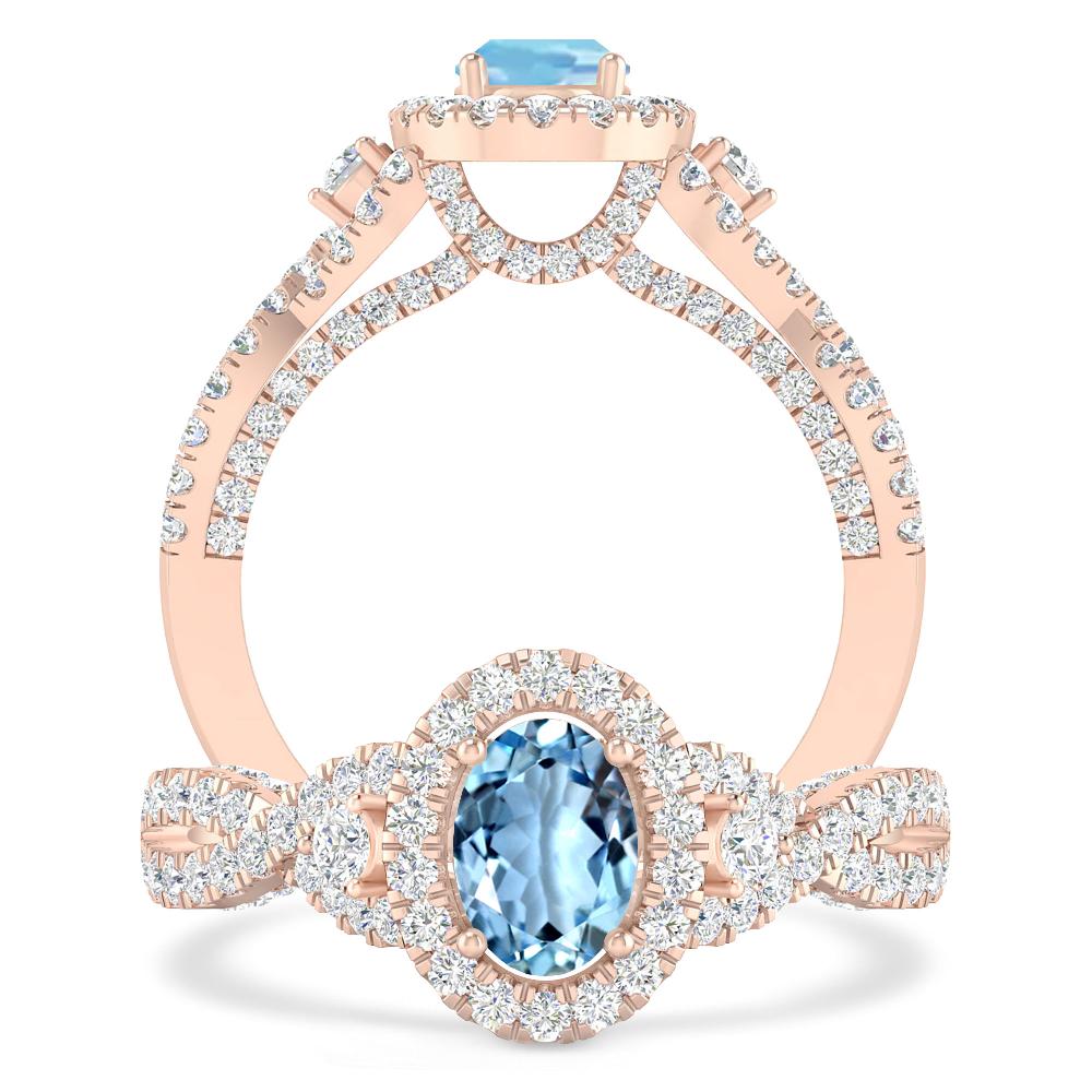 Rose Gold - Aquamarine