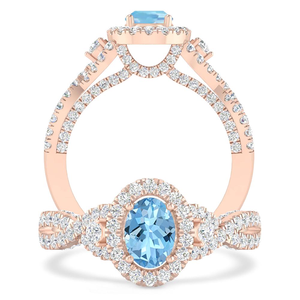 Rose Gold - Aquamarine