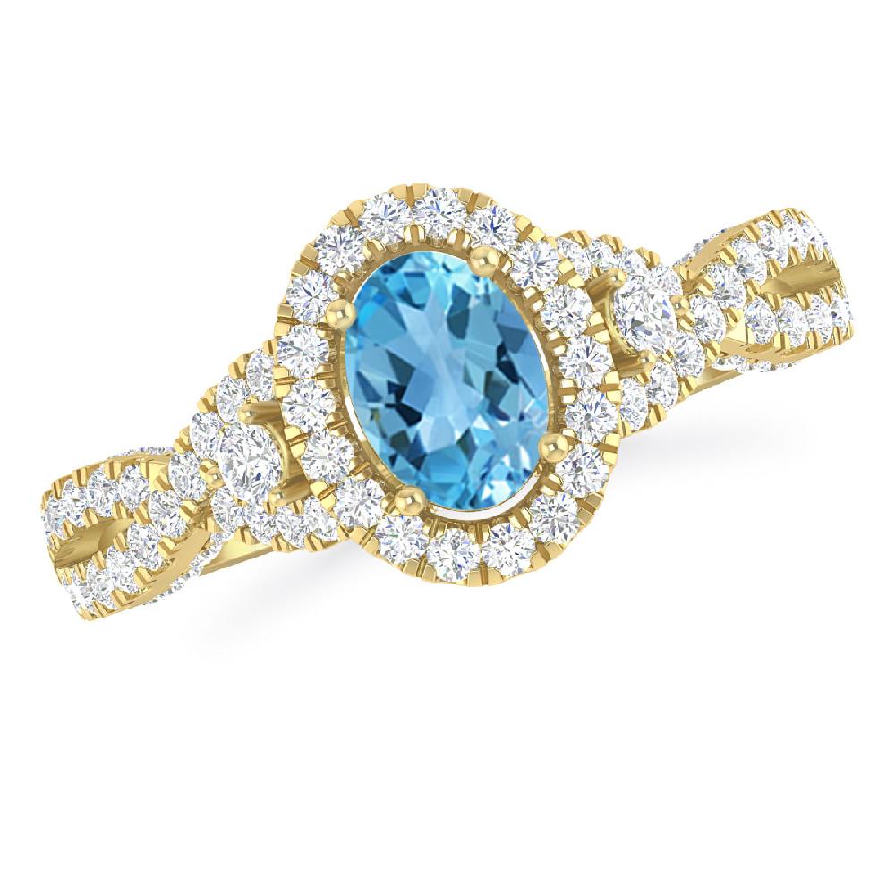 Yellow Gold - Blue Topaz