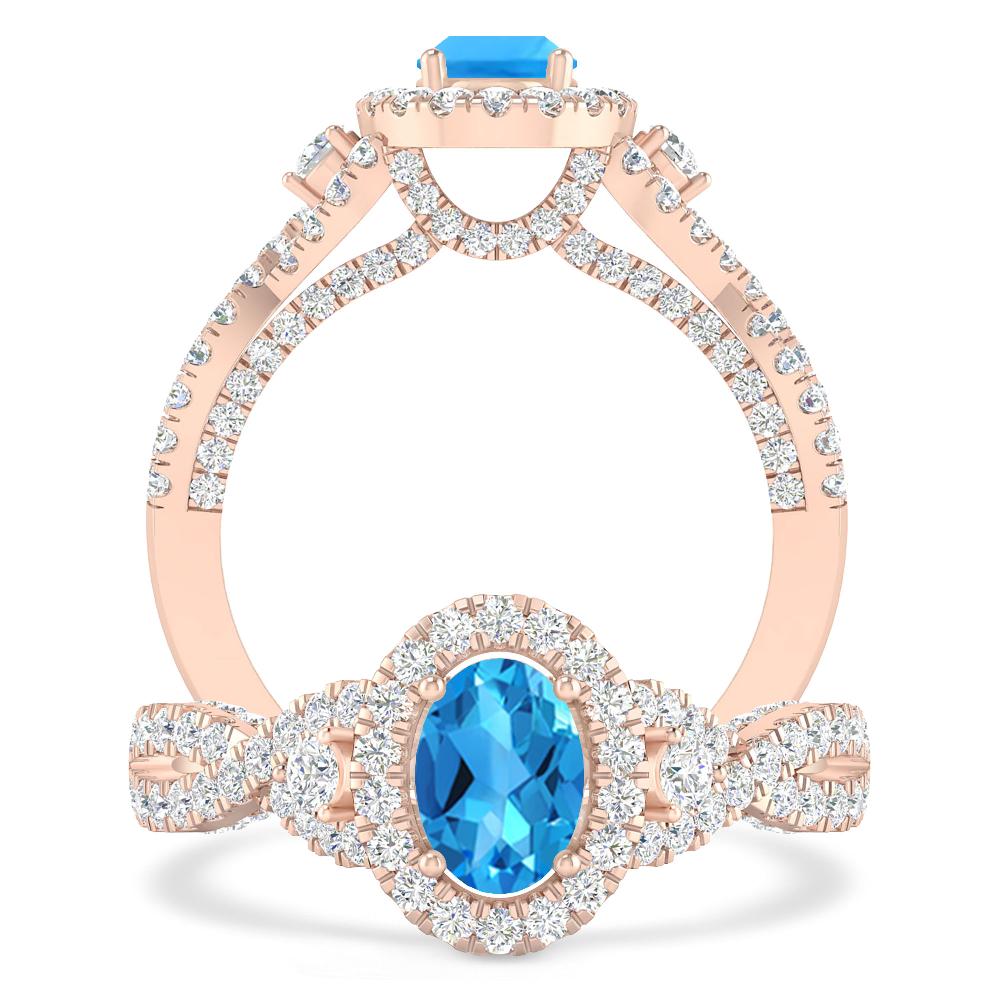 Rose Gold - Blue Topaz