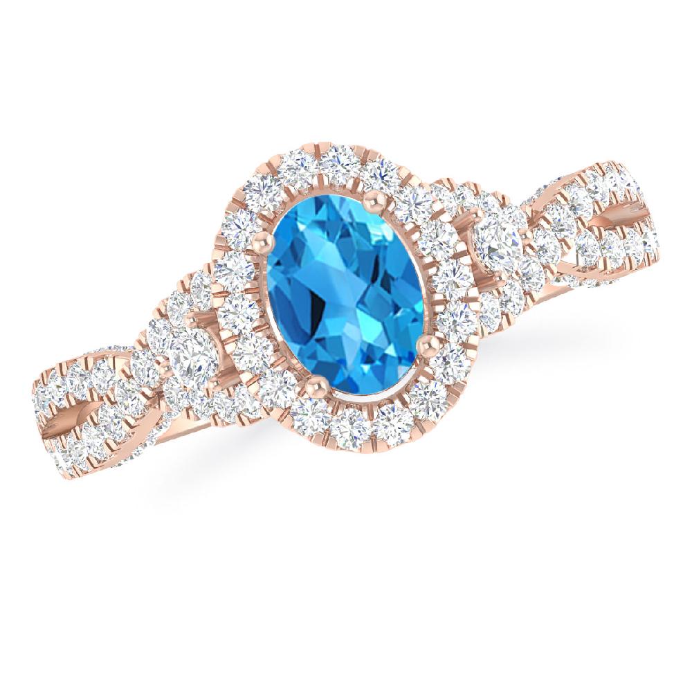 Rose Gold - Blue Topaz