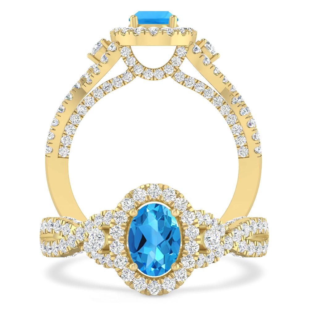 Yellow Gold - Blue Topaz