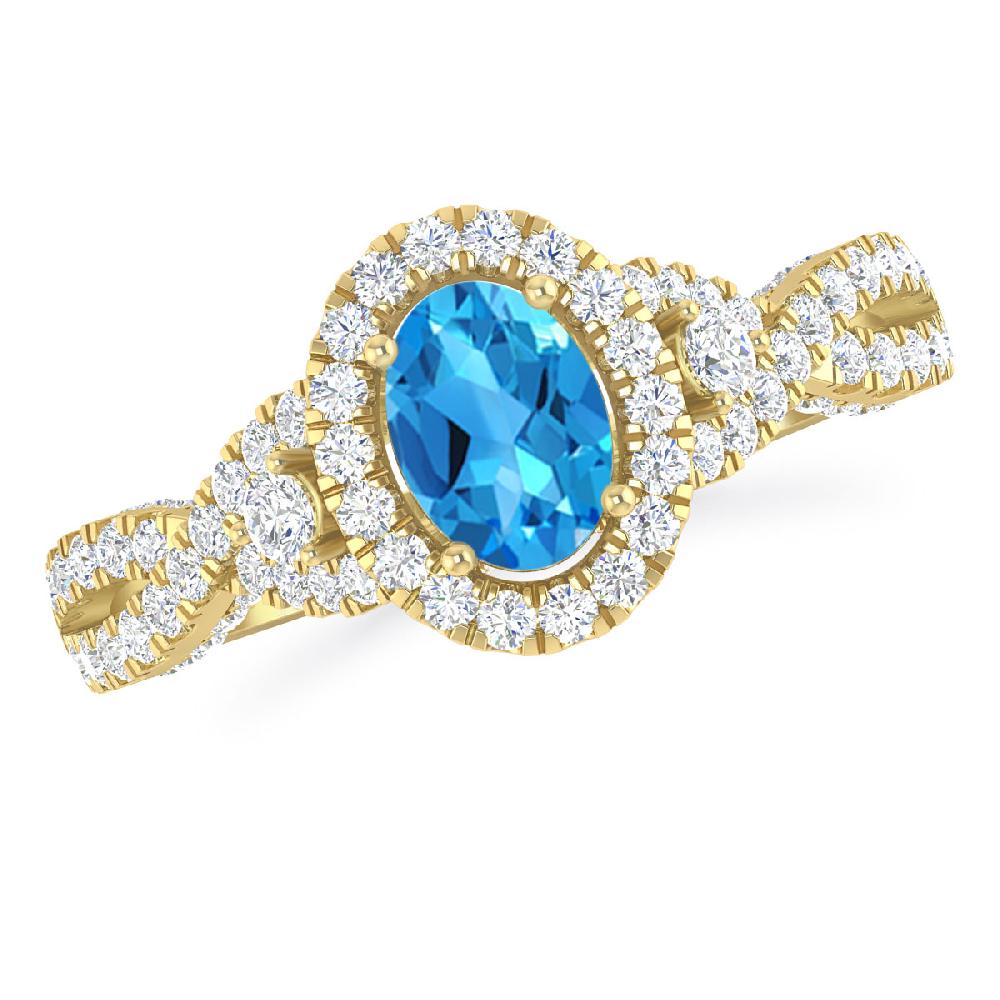 Yellow Gold - Blue Topaz