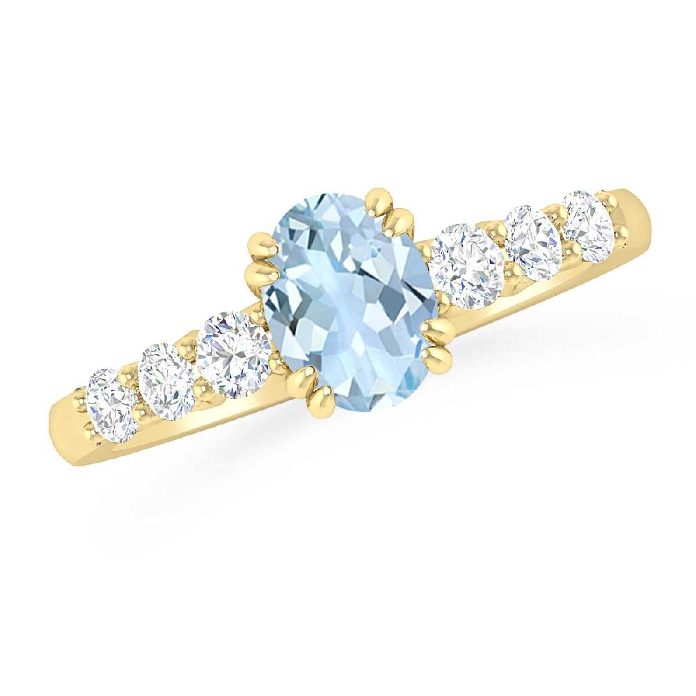 Yellow Gold - Aquamarine