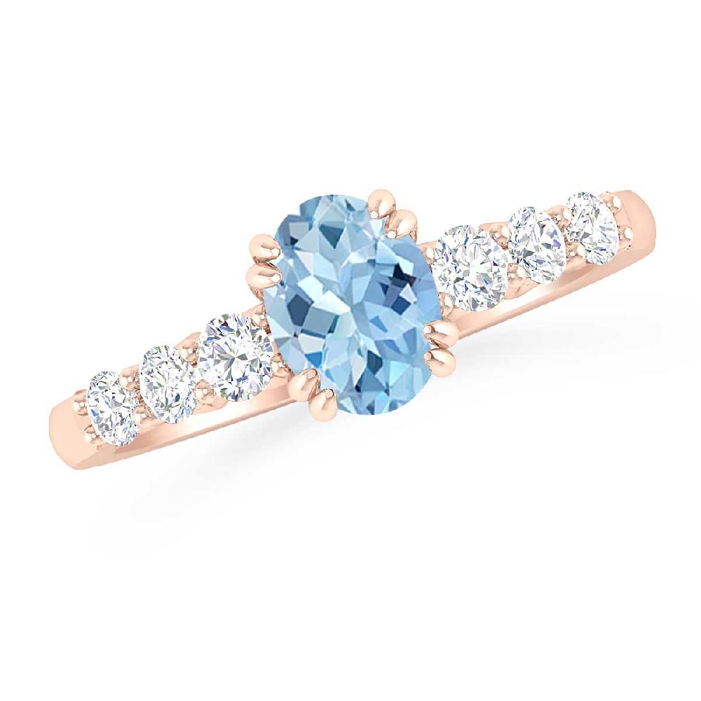 Rose Gold - Aquamarine