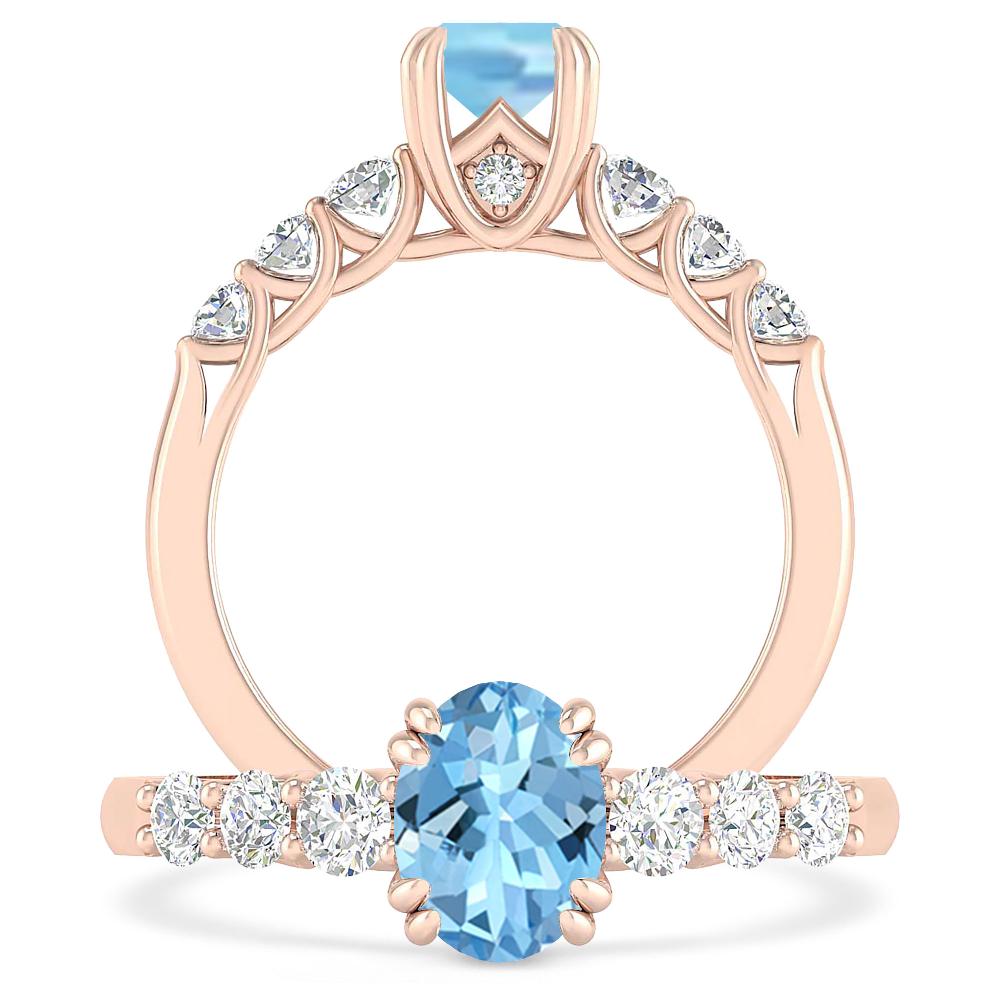 Rose Gold - Aquamarine