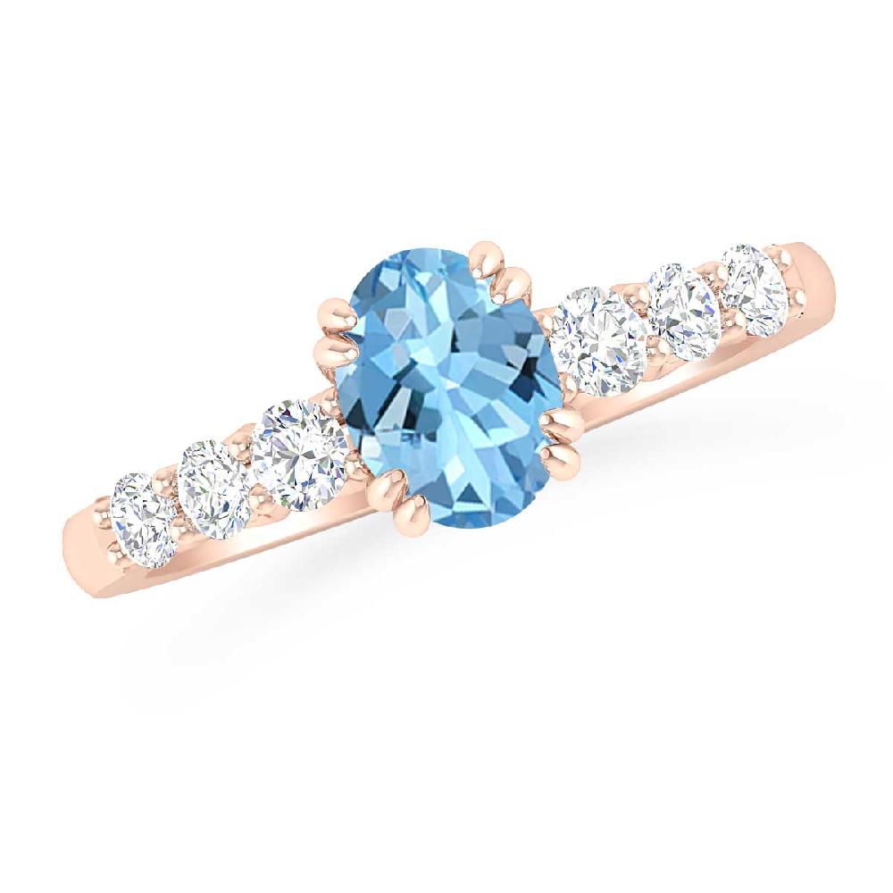 Rose Gold - Aquamarine