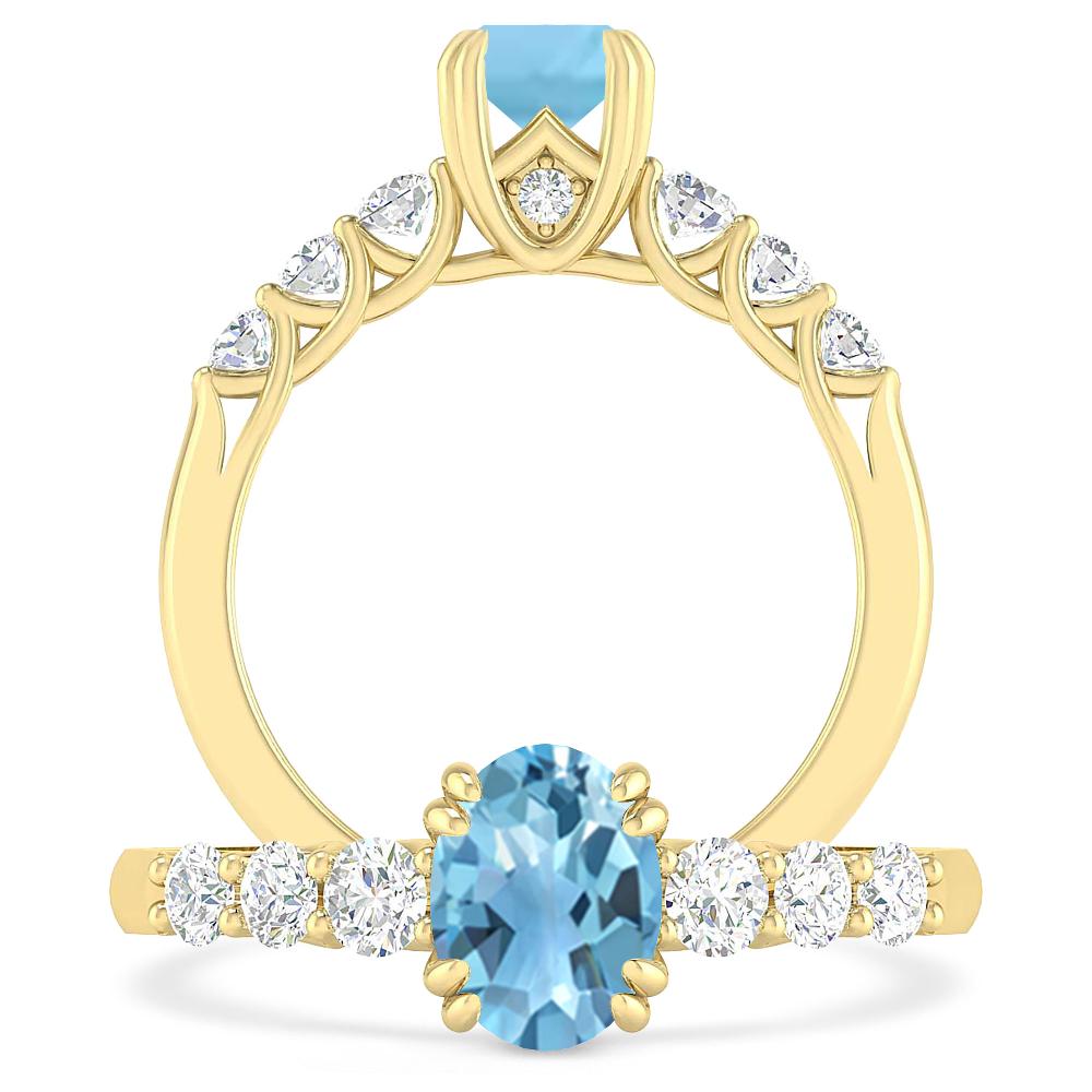 Yellow Gold - Blue Topaz