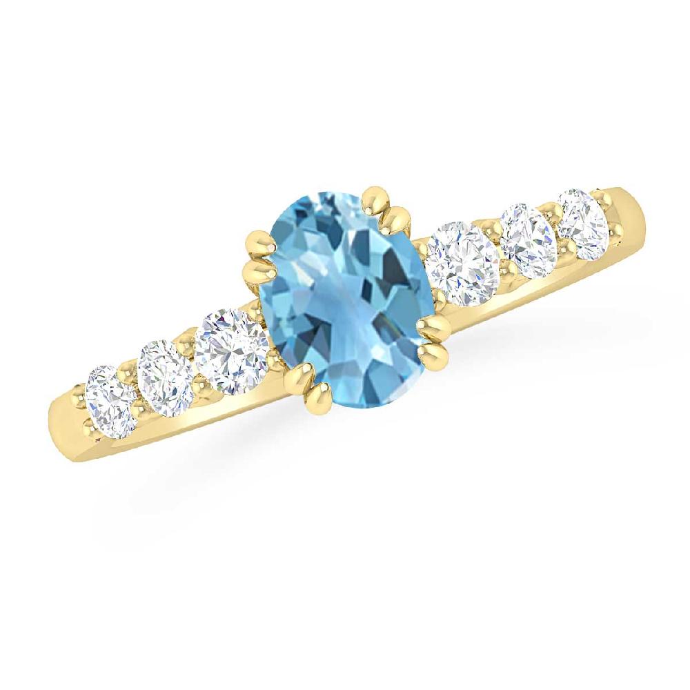 Yellow Gold - Blue Topaz